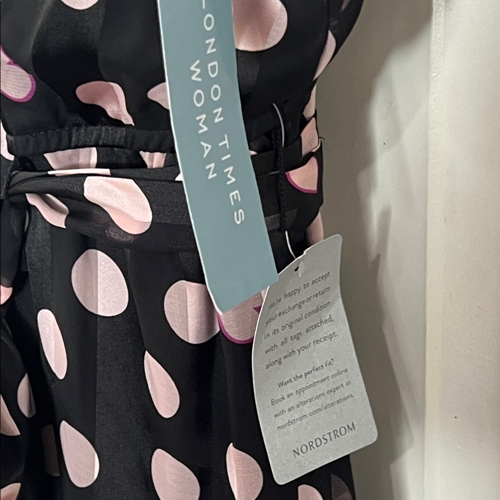 London Times Black and Pink Heart & Dot Sleevless Fit & Flare Dress - Picture 4 of 9